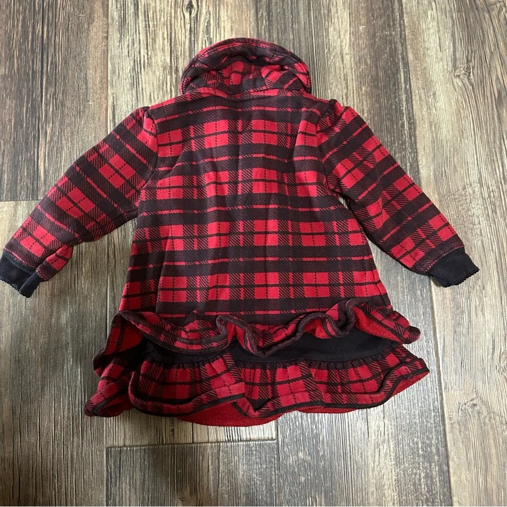 Ralph Lauren red black plaid shawl collared ruffled dress toddler 18 mo girls